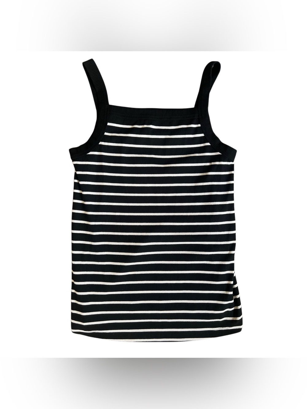 Black and White Striped Ribbed Tank Top